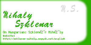 mihaly szklenar business card